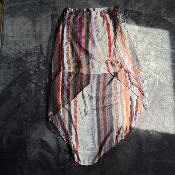 Maurices Multicolor Striped Midi High-Low Skirt Women’s M Mini Maxi Red Purple - Picture 1 of 3